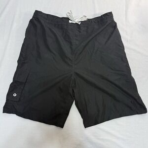 Disney‎ Parks Swim Trunks Mens XL Black Pocket Drawstring Polyester Inseam 9"